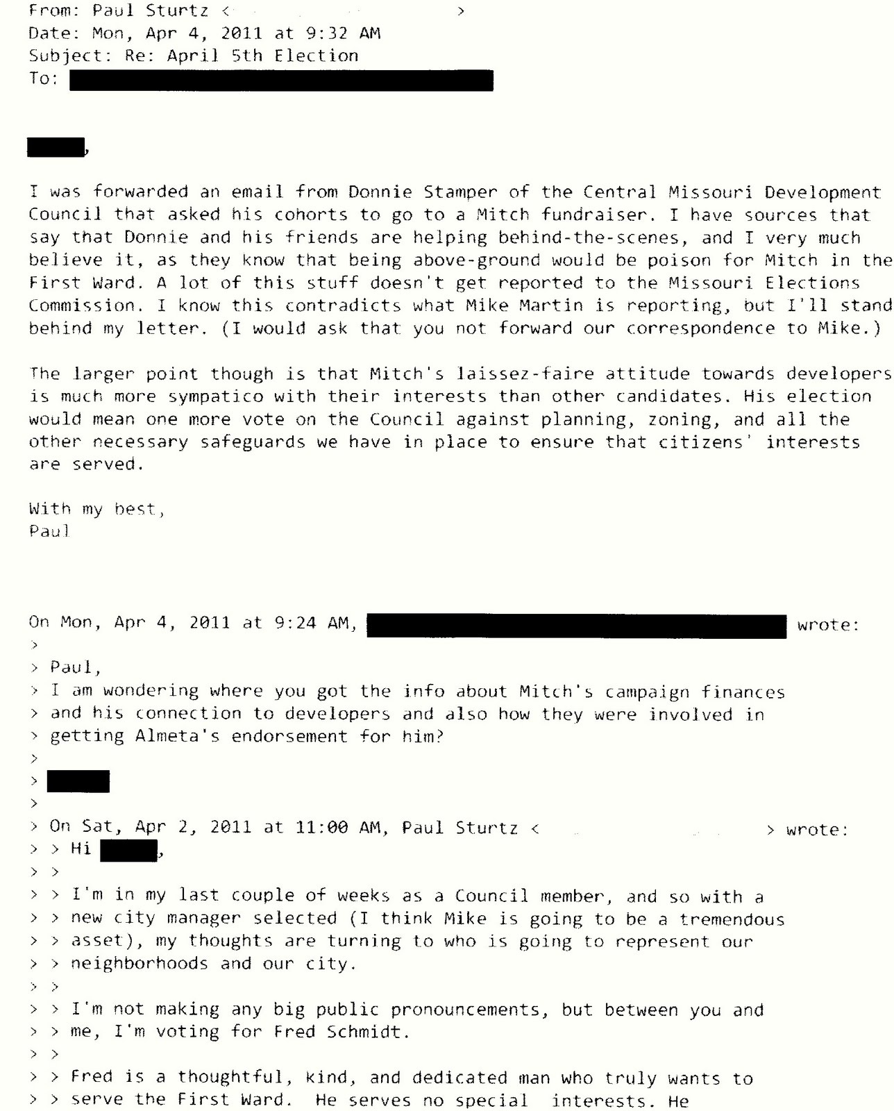 Sturtz Letter Page 1
